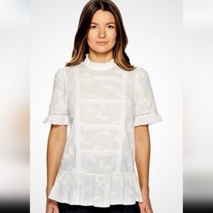 Kate Spade Ruffle & Lace Peplum Butterfly Blouse